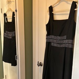 Tory Burch Elegant Black Dress with Embellished Waist A line